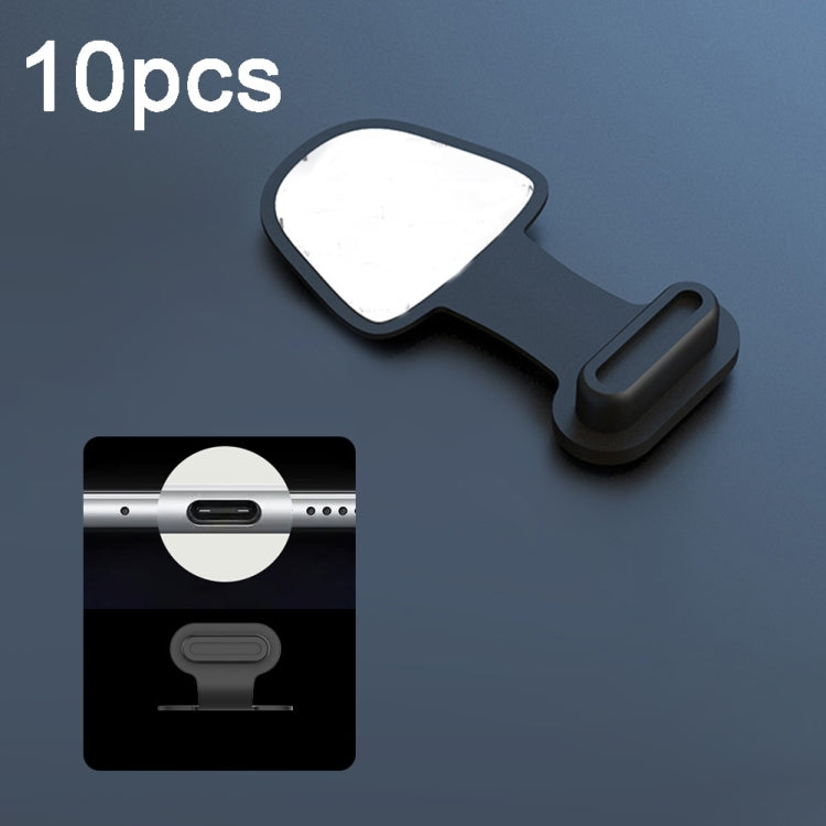 10pcs USB-C/Type-C  Mobile Phone Charging Port Silicone Anti-Dust Plug Back-adhesive Loss-proof Cover(Black) - Anti-dust & Ear Caps by PMC TechLife | Online Shopping South Africa | PMC TechLife
