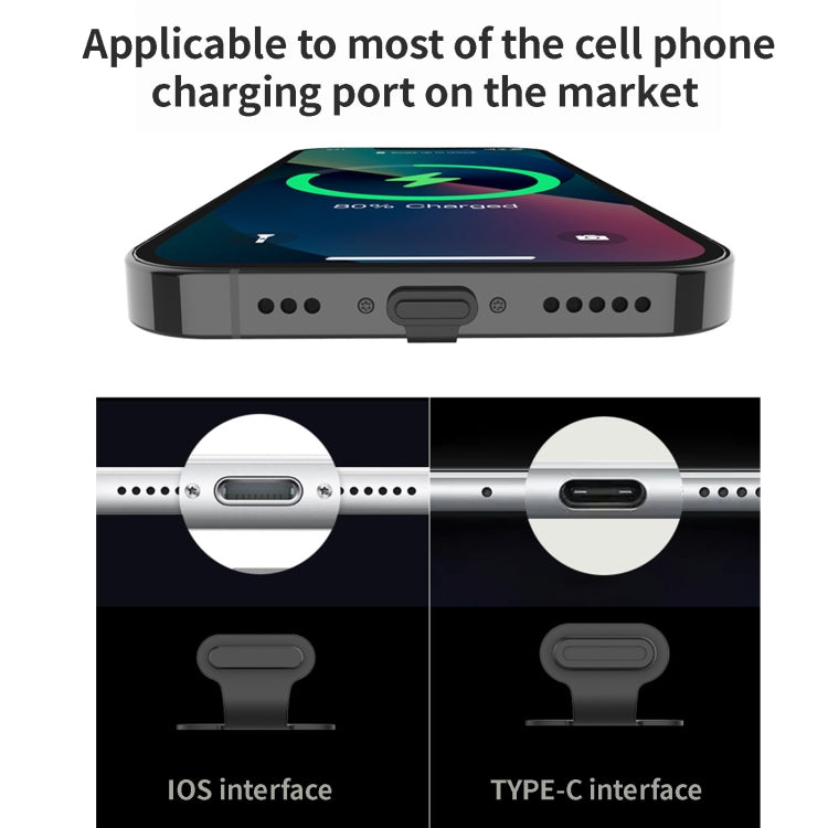 10pcs 8 Pin  Mobile Phone Charging Port Silicone Anti-Dust Plug Back-adhesive Loss-proof Cover(Black) - Anti-dust & Ear Caps by PMC TechLife | Online Shopping South Africa | PMC TechLife