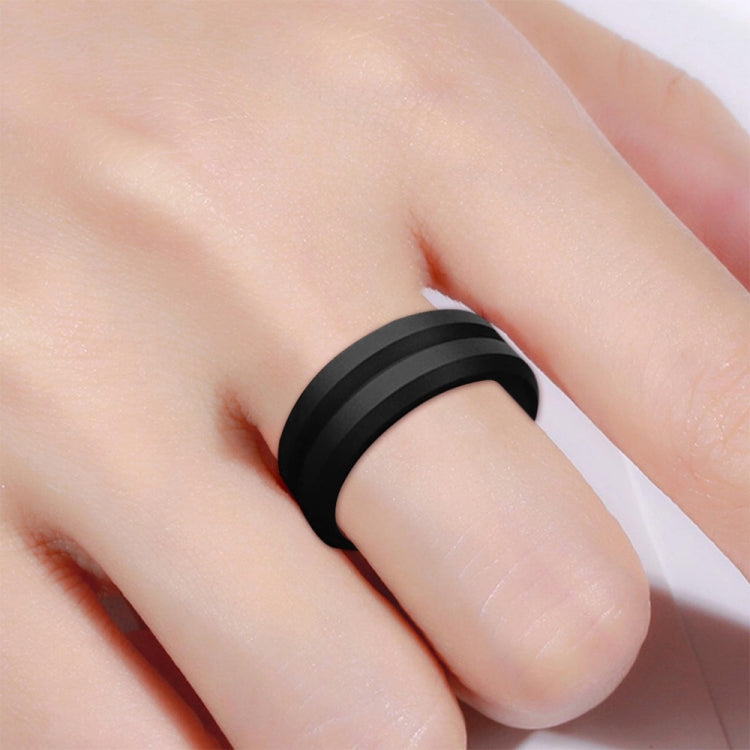 SiR053 V Shaped Grooved Edge Silicone Ring Outdoor Sports Couple Ring No.8(Black) - Rings by PMC Jewellery | Online Shopping South Africa | PMC Jewellery