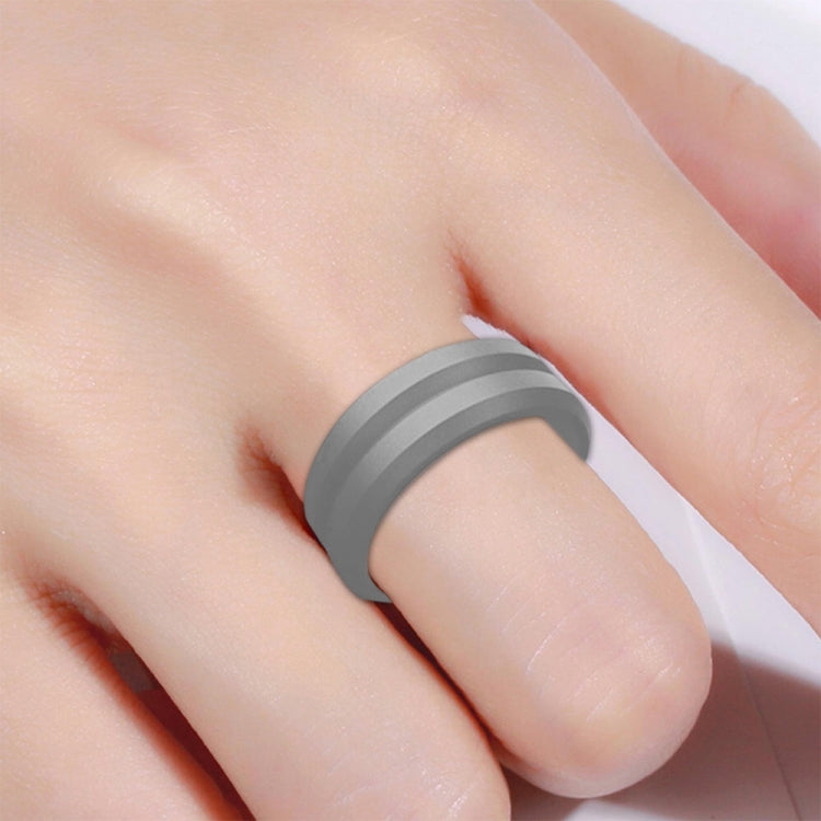 SiR053 V Shaped Grooved Edge Silicone Ring Outdoor Sports Couple Ring No.10(Light Gray) - Rings by PMC Jewellery | Online Shopping South Africa | PMC Jewellery