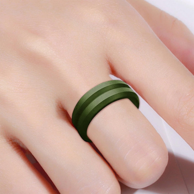 SiR053 V Shaped Grooved Edge Silicone Ring Outdoor Sports Couple Ring No.14(Army Green) - Rings by PMC Jewellery | Online Shopping South Africa | PMC Jewellery