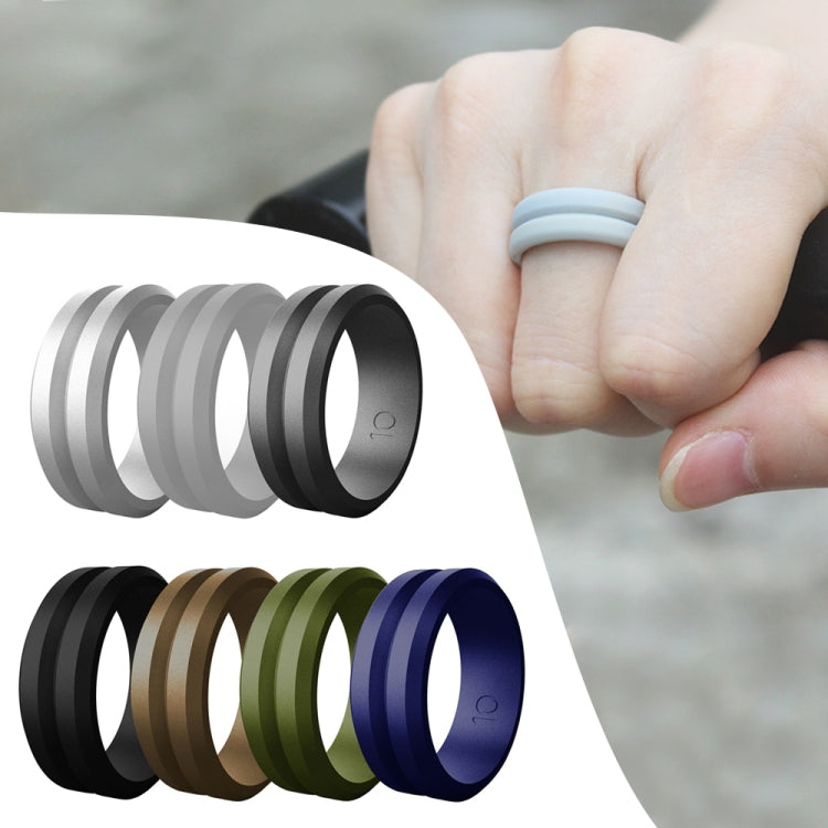 SiR053 V Shaped Grooved Edge Silicone Ring Outdoor Sports Couple Ring No.7(Army Green) - Rings by PMC Jewellery | Online Shopping South Africa | PMC Jewellery