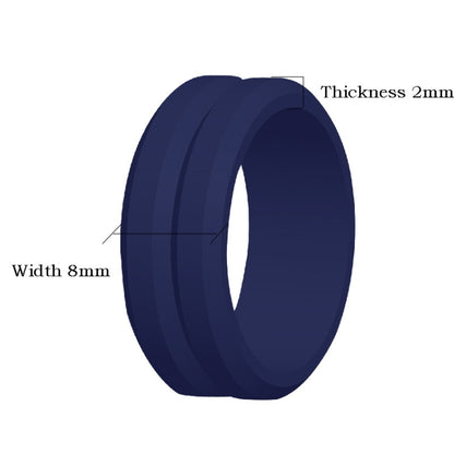 SiR053 V Shaped Grooved Edge Silicone Ring Outdoor Sports Couple Ring No.13(Dark Blue) - Rings by PMC Jewellery | Online Shopping South Africa | PMC Jewellery