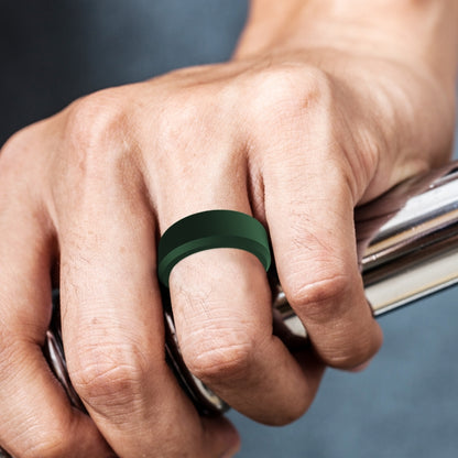 SIR062 8MM Wide Bevel Silicone Ring Sports Ring No.9(Forest Green) - Rings by PMC Jewellery | Online Shopping South Africa | PMC Jewellery