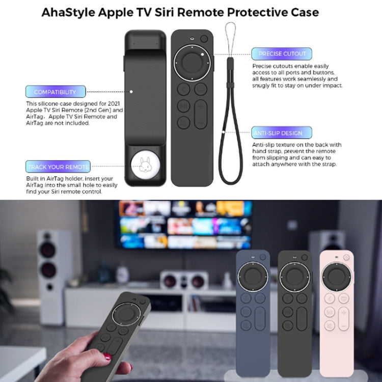 For Apple TV Siri Remote 2/3 AhaStyle PT165 Remote Controller Silicone Protective Case(Black) - Remote Control Covers by AhaStyle | Online Shopping South Africa | PMC Jewellery