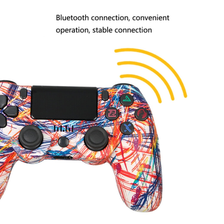 For PS4 Wireless Bluetooth Game Controller With Light Strip Dual Vibration Game Handle(Fire Ghost) - Gamepads by PMC TechLife | Online Shopping South Africa | PMC TechLife