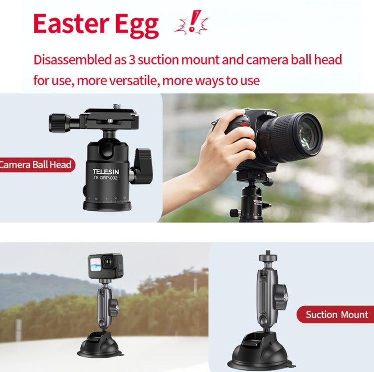 TELESIN Suction Cup Action Camera Tripod Mount for Car Holder Stand Bracket - Holder by TELESIN | Online Shopping South Africa | PMC Jewellery