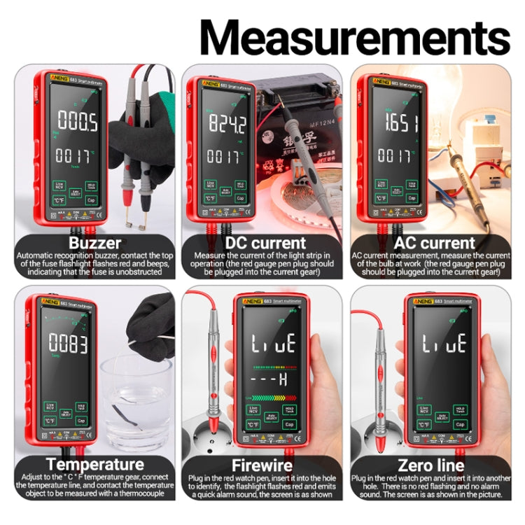 ANENG 683 Smart Touch Screen Automatic Range Rechargeable Multimeter(Black) - Digital Multimeter by ANENG | Online Shopping South Africa | PMC TechLife | Buy Now Pay Later Mobicred