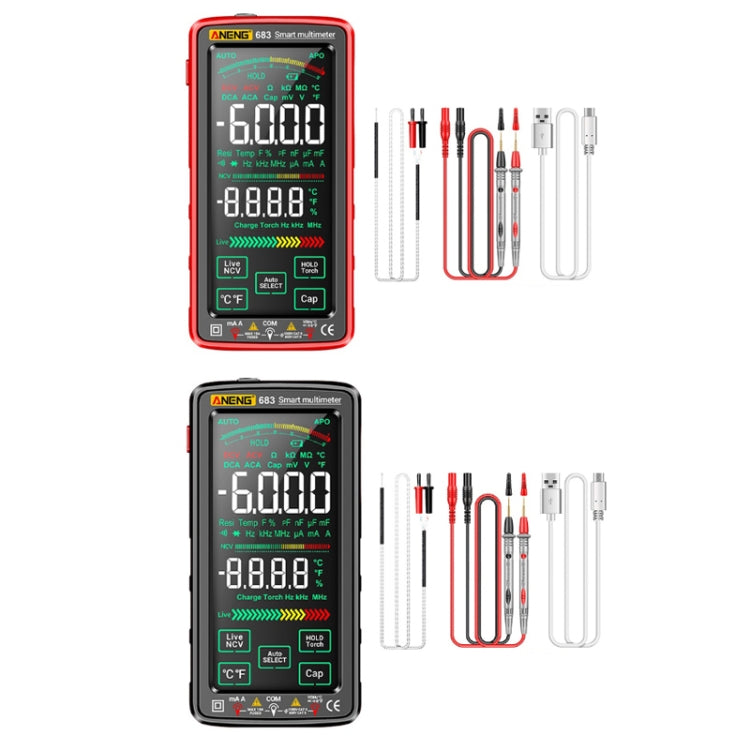 ANENG 683 Smart Touch Screen Automatic Range Rechargeable Multimeter(Black) - Digital Multimeter by ANENG | Online Shopping South Africa | PMC TechLife | Buy Now Pay Later Mobicred