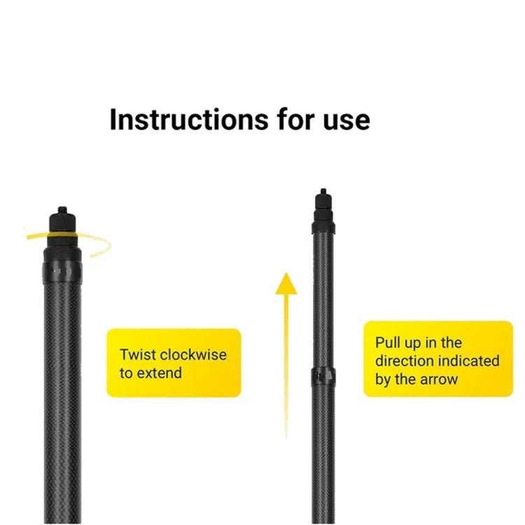 3m Carbon Fiber Extended Monopod Invisible Selfie Stick For Insta360  / DJI Action / GoPro / Xiao Yi Sports Camera - Extendable Pole by PMC TechLife | Online Shopping South Africa | PMC TechLife