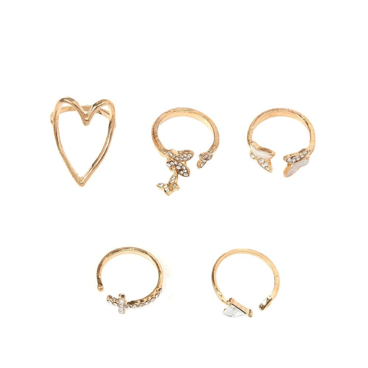 5pcs/set Cross Triangle Heart Hollow Butterfly Knuckle Ring(SKU5217) - Rings by PMC Jewellery | Online Shopping South Africa | PMC Jewellery