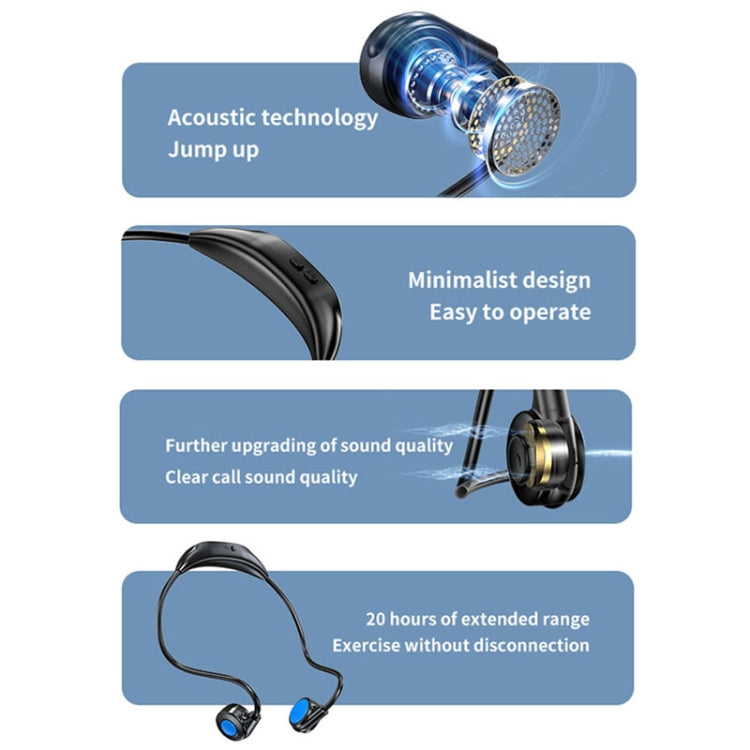 M2 Bone Conduction Earphones Running Stereo To Ear Bluetooth Earphones(Black + Blue) - Neck-mounted Earphone by PMC TechLife | Online Shopping South Africa | PMC TechLife