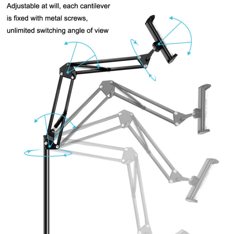 155cm Mobile Phone Tablet Live Broadcast Bedside Lifting Bracket Cantilever Floor Stand (White) - Lazy Bracket by PMC TechLife | Online Shopping South Africa | PMC TechLife