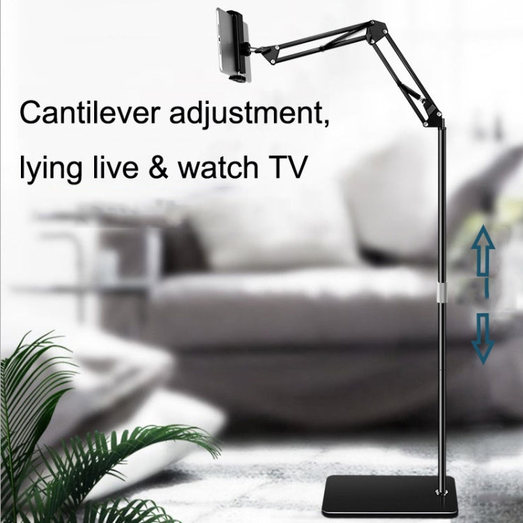 155cm Mobile Phone Tablet Live Broadcast Bedside Lifting Bracket Telescopic Floor Model (Black) - Lazy Bracket by PMC TechLife | Online Shopping South Africa | PMC TechLife