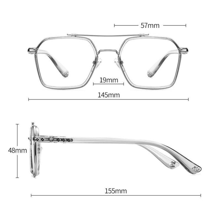 A5 Double Beam Polarized Color Changing Myopic Glasses, Lens: -550 Degrees Change Tea Color(Transparent Silver Frame) - Plain Glass Spectacles by PMC Jewellery | Online Shopping South Africa | PMC Jewellery