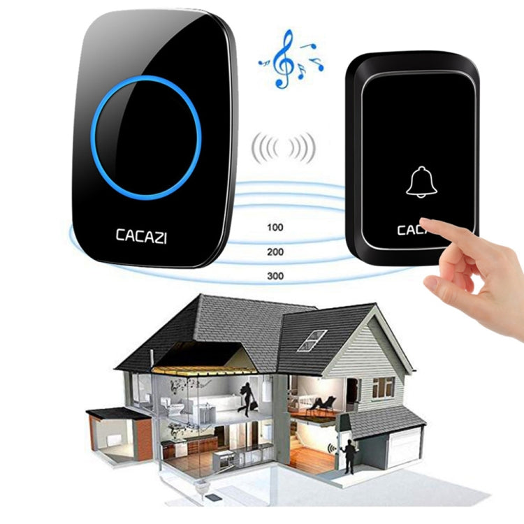 CACAZI A06-DC 1 to 2 Battery Smart Home Wireless Waterproof Doorbell(Black) - free shipping - PMC TechLife - Order now!