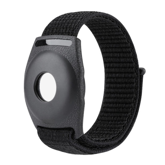 For AirTag Anti-Lost Device Case Locator Nylon Loop Watch Strap Wrist Strap, Size: 22cm Adult(Deep Black) -  by PMC Jewellery | Online Shopping South Africa | PMC Jewellery