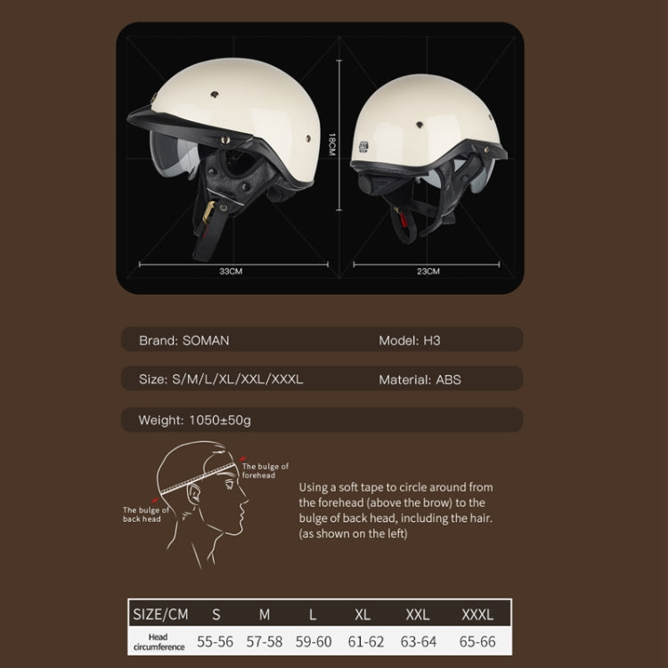 SOMAN Motorcycle Half Helmet Adjustable Helmet With Inner Mirror, Size: L(Cement Gray with Transparent Mirror) - free shipping - PMC TechLife - Order now!