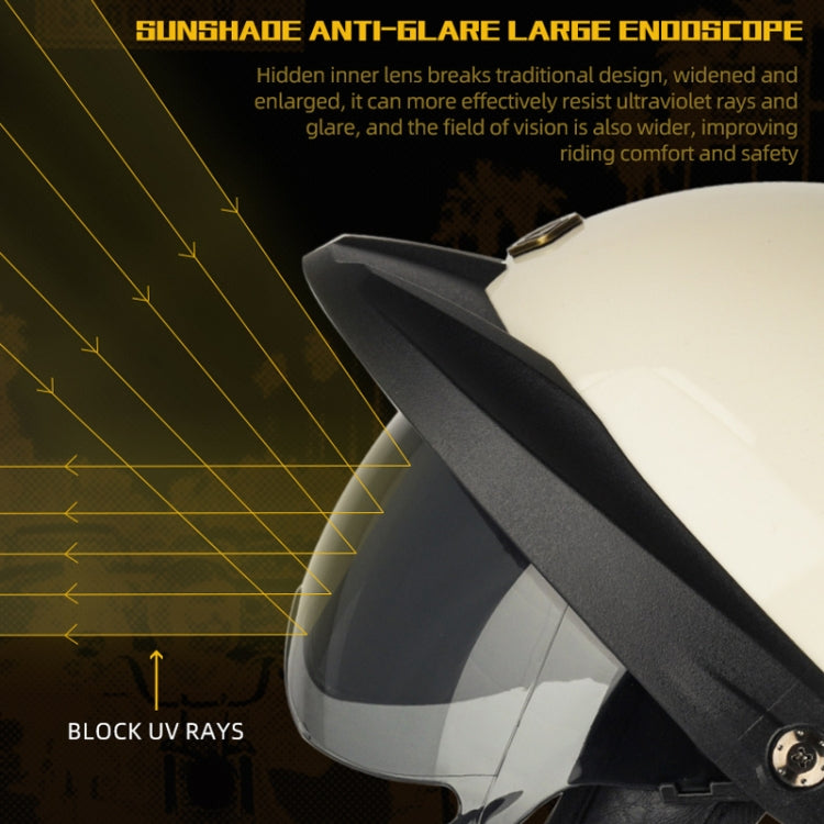SOMAN Motorcycle Half Helmet Adjustable Helmet With Inner Mirror, Size: M(White) - free shipping - PMC TechLife - Order now!