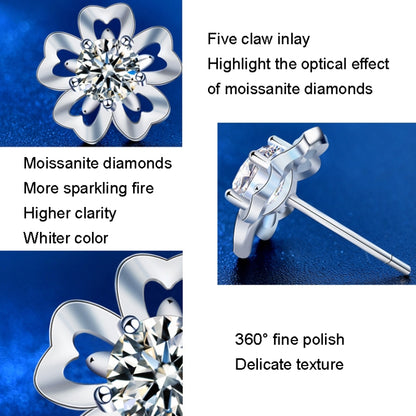 XEA011 Sakura Earrings 925 Silver Needle Flower Earrings(50 Points Mosan Diamond White Gold) - Stud Earrings & Earrings by PMC Jewellery | Online Shopping South Africa | PMC Jewellery