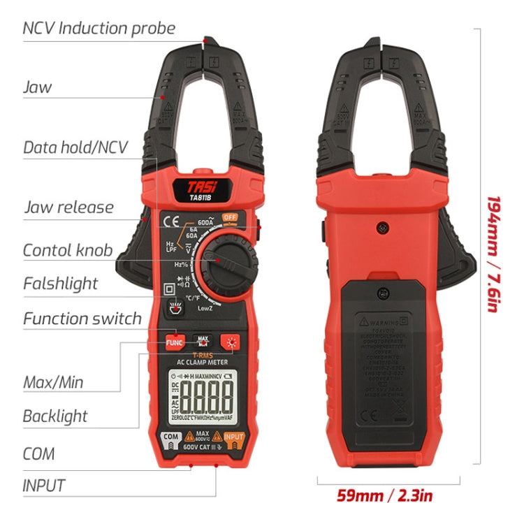 TASI TA811A Clamp Meter High Accuracy AC DC Voltage Ammeter - free shipping - PMC TechLife - Order now!