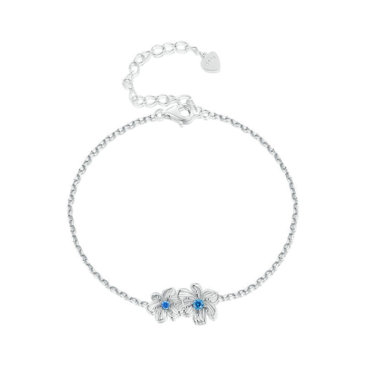 BSB138 925 Sterling Silver Zircon Blue Floret Bracelet - Bracelets by PMC Jewellery | Online Shopping South Africa | PMC Jewellery