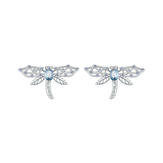 BSE874 925 Sterling Silver Plated Plated Spinel Lovely Dragonfly Stud Earrings - Stud Earrings & Earrings by PMC Jewellery | Online Shopping South Africa | PMC Jewellery