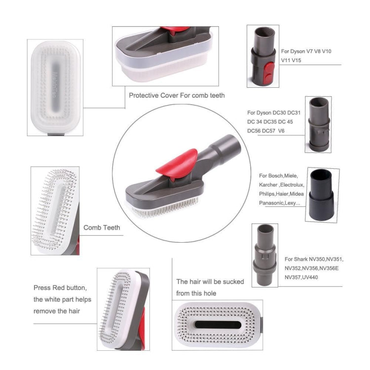 For Dyson V6 V7 V8 V9 Meile Vacuum Cleaner Pet Hair Removal Brush, Spec: Brush With V8 Adapter - free shipping - PMC TechLife - Order now!