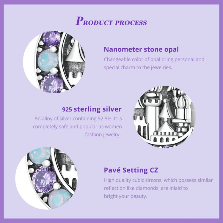 BSC892  925 Sterling Silver Purple Moon Moonlight Castle Diy Beaded Bracelet Accessories - Jewelry Accessories by PMC Jewellery | Online Shopping South Africa | PMC Jewellery