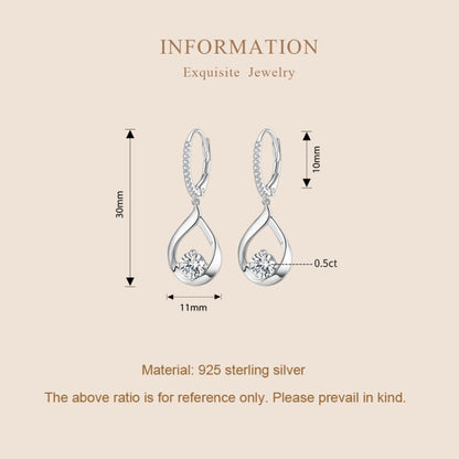 Sterling Silver Plated Rhodium Drop Moissanite Earrings - Stud Earrings & Earrings by PMC Jewellery | Online Shopping South Africa | PMC Jewellery