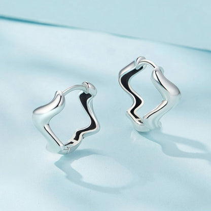 Sterling Silver Simple Wavy Earrings Ring Set - Jewelry Sets by PMC Jewellery | Online Shopping South Africa | PMC Jewellery