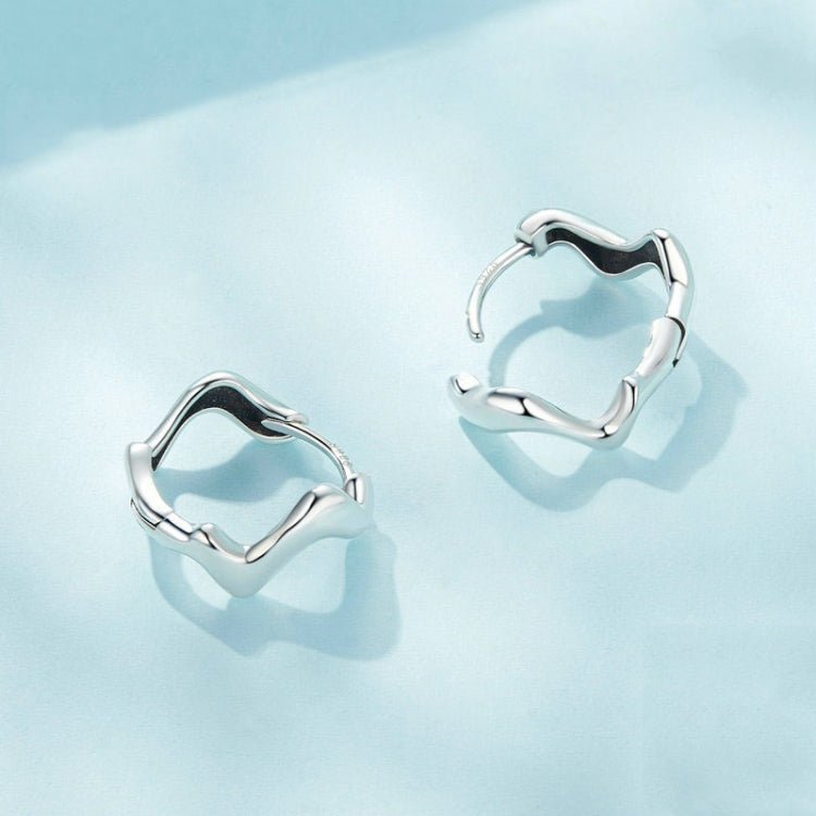 Sterling Silver Simple Wavy Earrings Ring Set - Jewelry Sets by PMC Jewellery | Online Shopping South Africa | PMC Jewellery