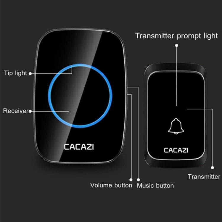 CACAZI A06-DC 1 To 1 Battery Type Smart Home Wireless Waterproof Music Doorbell(White) - free shipping - PMC TechLife - Order now!