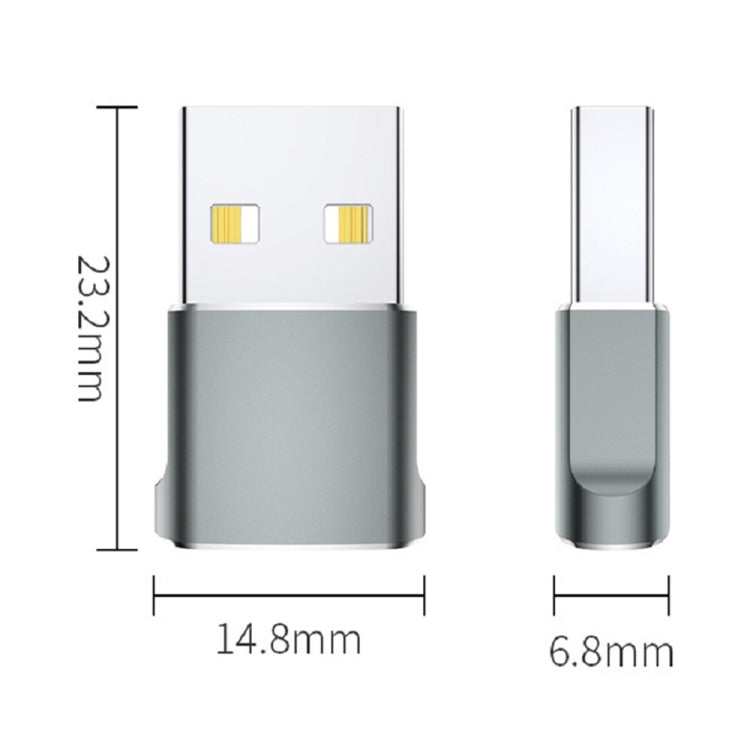 WH-7659 2pcs USB 2.0 Male to USB-C / Type-C Female Adapter, Support Charging & Transmission Data(Silver) - Type-C Adapter by PMC Jewellery | Online Shopping South Africa | PMC Jewellery