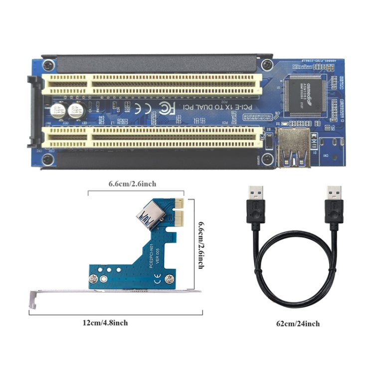 PCI-E 1X To Dual PCI Riser Card Extend Adapter Add Expansion Card For PC Computer - Add-on Cards by PMC Jewellery | Online Shopping South Africa | PMC Jewellery