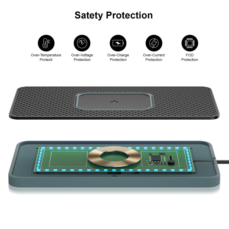 2 In 1 15W Car Mobile Phone Wireless Charger Non-slip Mat with Colorful Light USB Cable 1m - free shipping - PMC TechLife - Order now!