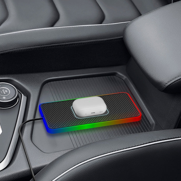 2 In 1 15W Car Mobile Phone Wireless Charger Non-slip Mat with Colorful Light USB Cable 1m - free shipping - PMC TechLife - Order now!