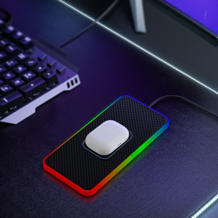 2 In 1 15W Car Mobile Phone Wireless Charger Non-slip Mat with Colorful Light USB Cable 1m - free shipping - PMC TechLife - Order now!