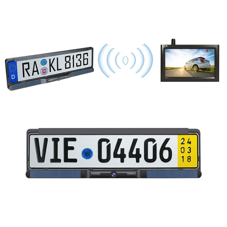 Solar Integrated License Plate Frame Vehicle Camera Wireless Reversing Display(RC03) - Rear View Cameras by PMC Jewellery | Online Shopping South Africa | PMC Jewellery