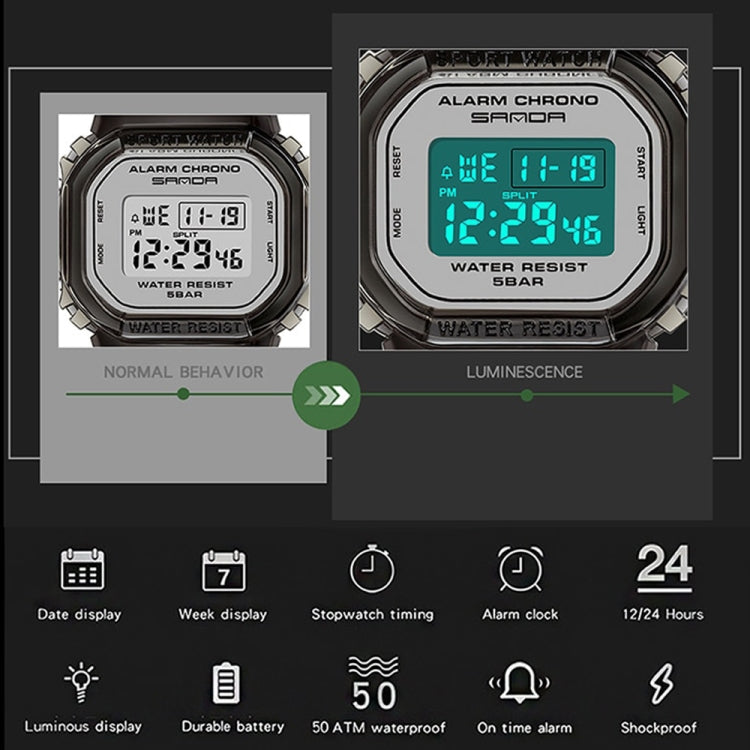 SANDA 2009 Multifunctional Sports Waterproof Calendar Watch(Black With White Noodles) - Sport Watches by SANDA | Online Shopping South Africa | PMC Jewellery
