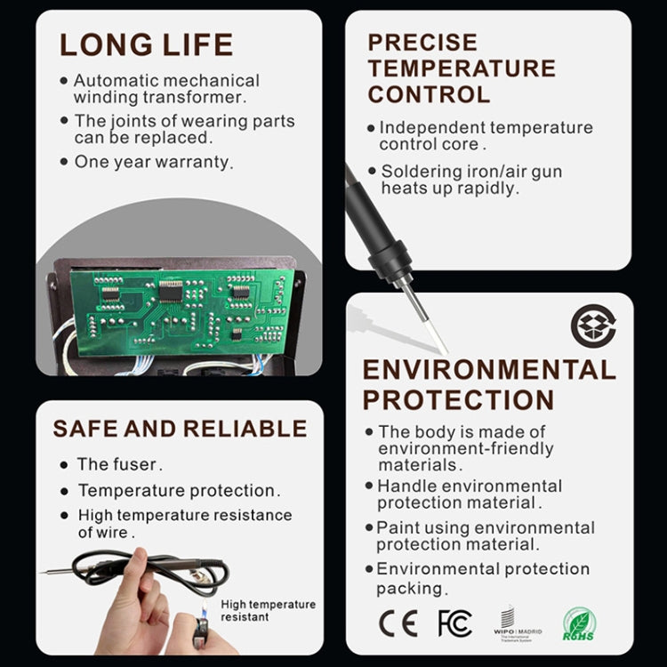 BAKU BA-601C+ Digital Display 2-In-1 Electric Soldering Iron Heat Exchanger Mobile Phone Maintenance Desoldering US Plug 110V - free shipping - PMC TechLife - Order now!