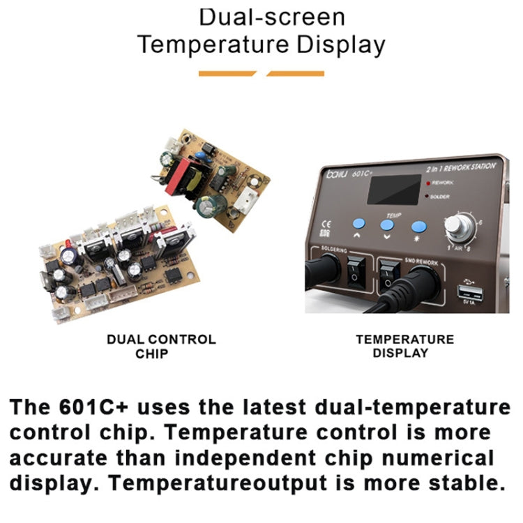 BAKU BA-601C+ Digital Display 2-In-1 Electric Soldering Iron Heat Exchanger Mobile Phone Maintenance Desoldering US Plug 110V - free shipping - PMC TechLife - Order now!