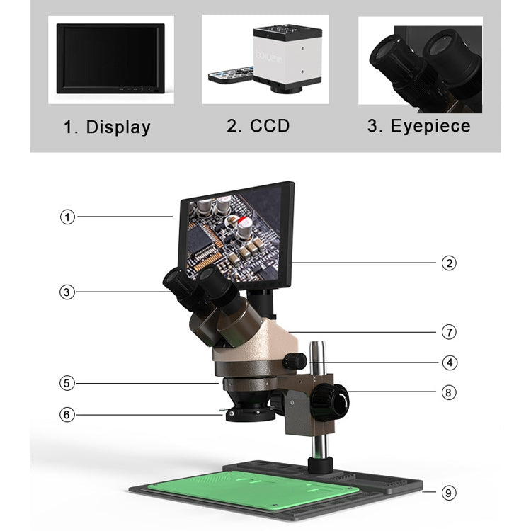 BAKU BA-011 Binomial Electronic Microscope Jewelry Appraisal Mobile Phone Repair With PCB Patch Repair Platform(EU Plug 220V) - free shipping - PMC TechLife - Order now!