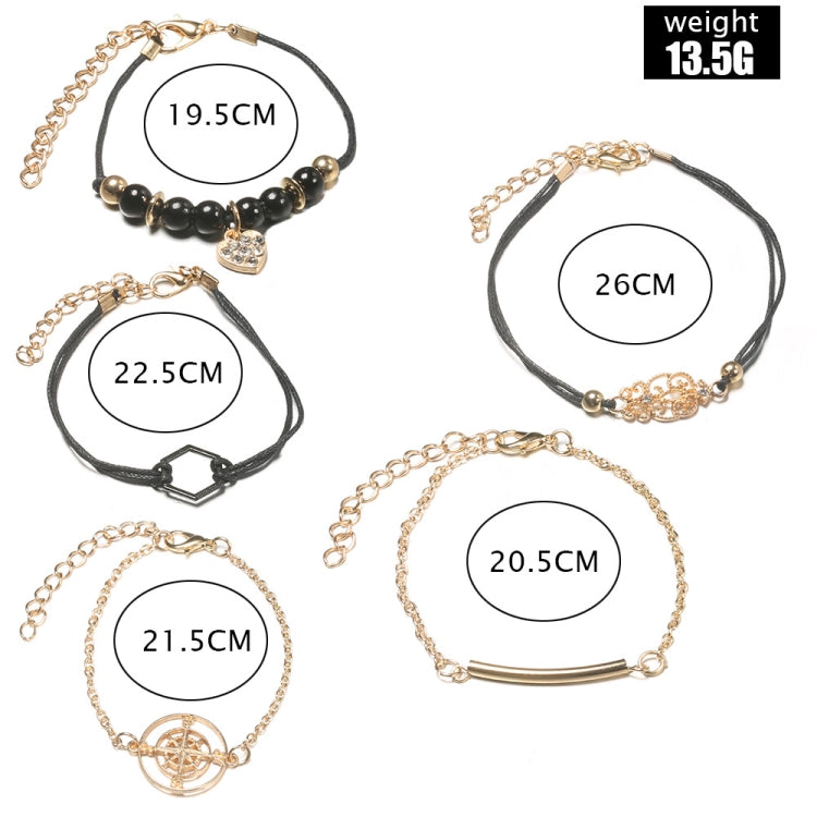 5-in-1 Personality Compass Hexagon Bracelet Diamond Heart Beaded Pendant Jewelry, Color: SKU4161 - Bracelets by PMC Jewellery | Online Shopping South Africa | PMC Jewellery
