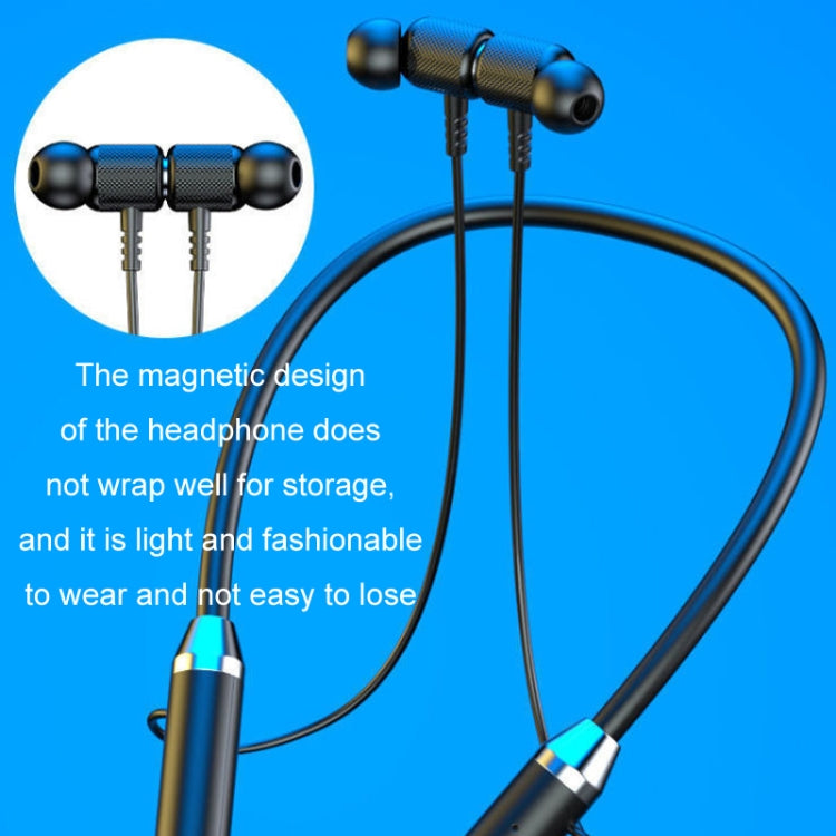 Wireless Hanging Neck Long Battery Life Sports Binaural Bluetooth Headset(Blue OPP Bag) - Neck-mounted Earphone by PMC TechLife | Online Shopping South Africa | PMC TechLife