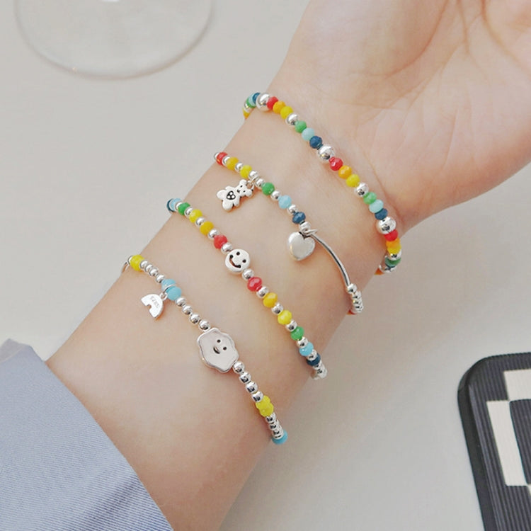 925 Silver Plated Rainbow Smile Beaded Bracelet Ladies Jewelry, Color:  Smile Face - Bracelets by PMC Jewellery | Online Shopping South Africa | PMC Jewellery