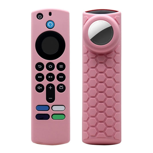 2pcs Remote Control Case For Amazon Fire TV Stick 2021 ALEXA 3rd Gen With Airtag Holder(Pink) - Remote Control Covers by PMC Jewellery | Online Shopping South Africa | PMC Jewellery