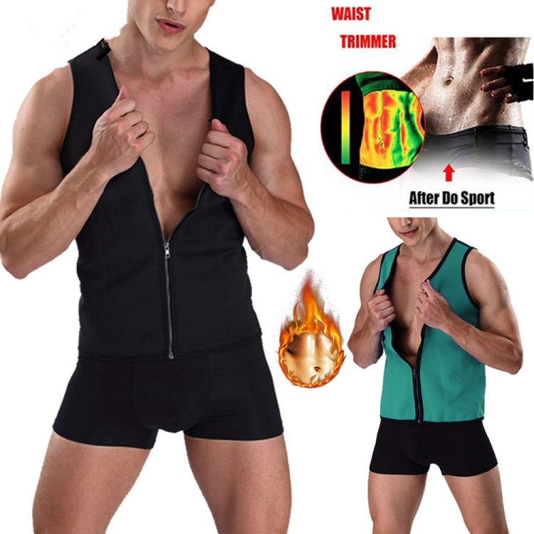 Men Fitness Corset Neoprene Sports Tummy Control Shapewear Zipper Tank Top  Workout Wear, Size: S(Green), ZA