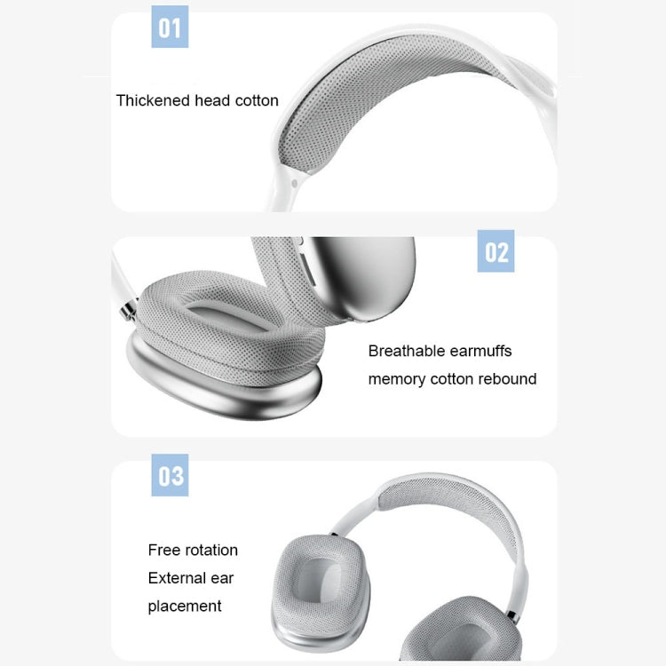 Wireless Bluetooth Headphones Noise Reduction Stereo Gaming Headset(Silver) - Headset & Headphone by PMC Jewellery | Online Shopping South Africa | PMC Jewellery