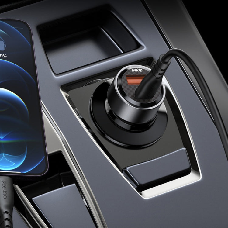 Yesido Y55 With Double Type-C/USB-C Port Line Car Charger QC3.0+PD30W Type-C/USB-C+USB Dual Port Quick Charge(Black) - Car Charger by Yesido | Online Shopping South Africa | PMC TechLife